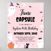 Poster Symbole de l'heure d'anniversaire de la fille rose (Devant)