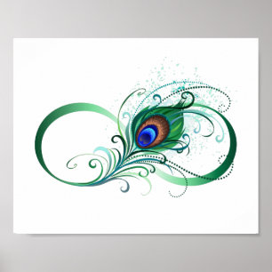 Poster Symbole de l'infini avec plume de paon