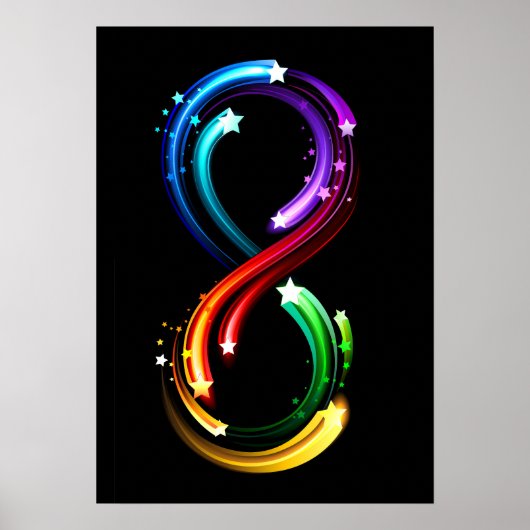 Poster Symbole de l'infini de comètes arc-en-ciel (Devant)