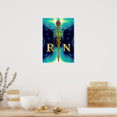 Poster Symbole de l'infirmière enregistrée CADUCÉE Or Ble (Cuisine)