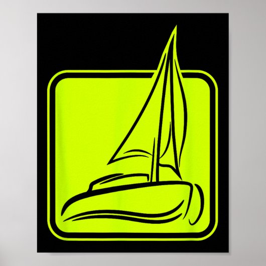 Poster Symbole de logo de voile Carré Voilier Bateau Capi (Devant)