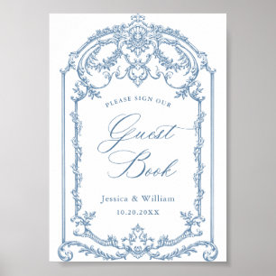 Poster Symbole de l'Ornat victorien Grace Floral Bleu