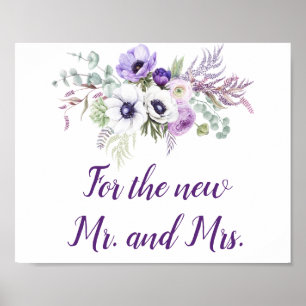 Poster Symbole de mariage blanc violet Lavande Cartes et