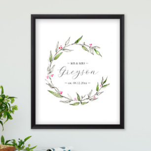 Poster Symbole de mariage botanique d'hiver et saké