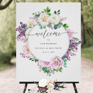 Poster SYMBOLE DE Mariage DE BIENVENUE Pastel Floral Wrea