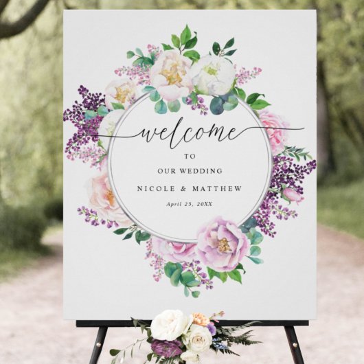 Poster SYMBOLE DE Mariage DE BIENVENUE Pastel Floral Wrea