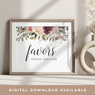 Poster Symbole de mariage de fleurs rustiques