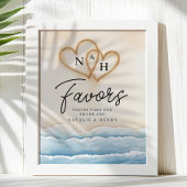 Poster Symbole de mariage de plage avec coeur de sable