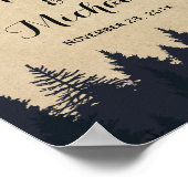 Poster Symbole de mariage d'hiver Pins rustiques Kraft (Coin)