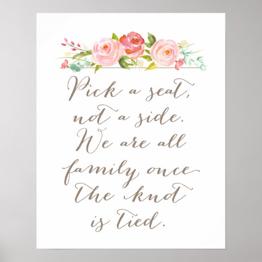 Poster Symbole de mariage du jardin rose | Choisissez Un (Devant)