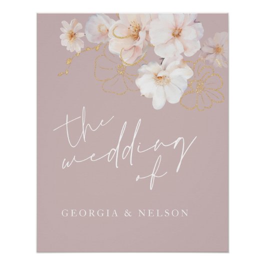 Poster Symbole de mariage élégant des Fleurs sauvages d'o (Devant)