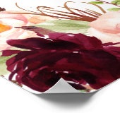 Poster Symbole de mariage élégant Floral Bourgogne (Coin)