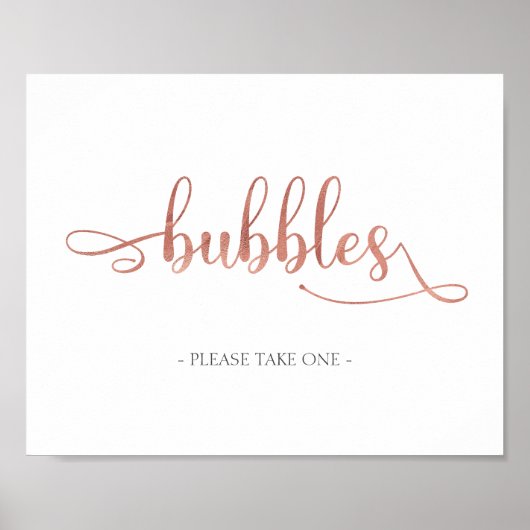 Poster Symbole de mariage élégant Rose Gold White (Devant)