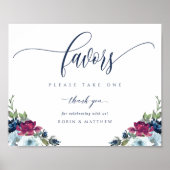 Poster Symbole de mariage Favor Berry, Bleu, Bourgogne Fl (Devant)