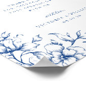 Poster Symbole de Mariage Floral Bleu Français (Coin)