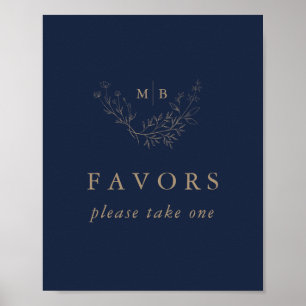 Poster Symbole de mariage minimal de Monogramme d'or de l