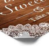 Poster Symbole de mariage rustique en bois et dentelle bl (Coin)
