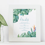 Poster Symbole de mariage tropical de plage<br><div class="desc">Conçu pour correspondre à ma collection de papeterie mariage tropicale comprend vos cocktails signature mariages avec une frontière de feuilles tropicaux et de fleurs. Parfait pour les réceptions de mariage,  douches nuptiales et douches en couple. Pour voir la suite correspondante,  visitez www.zazzle.com/dotellabelle</div>