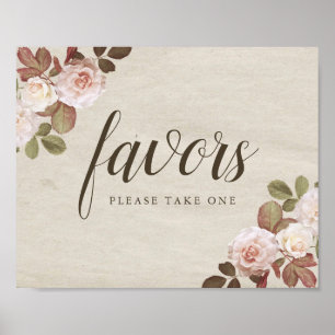 Poster Symbole de mariage vintage Rose Favor