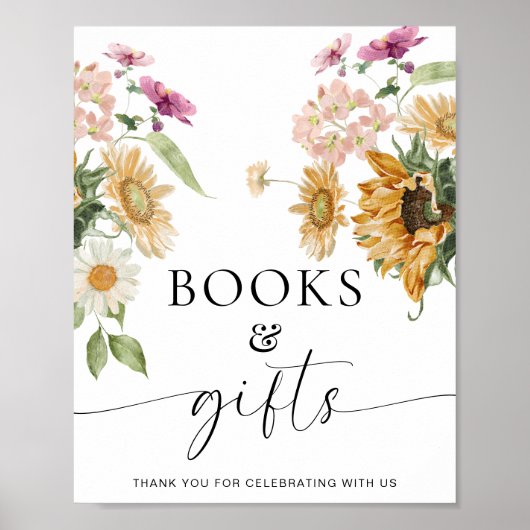 Poster Symbole de Mews Sunflower Fall Floral Books and Gi (Devant)