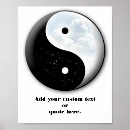 Poster Symbole de motivation Yin & Yang étoiles et nuages (Devant)