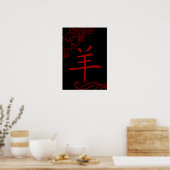 Poster symbole de mouton chinois (fleuris) (Cuisine)