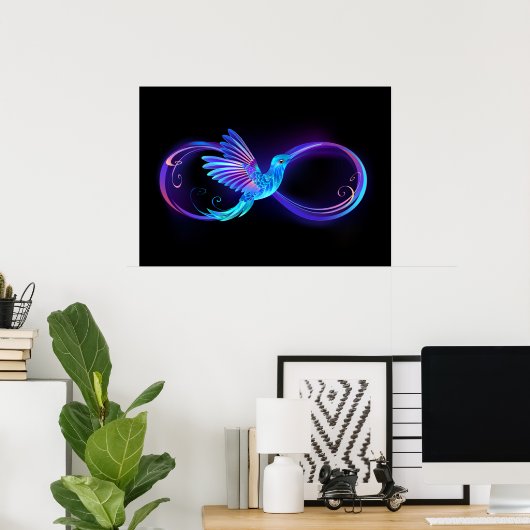 Poster Symbole de Neon Infinity par Glowing Hummingbird (Bureau à domicile)