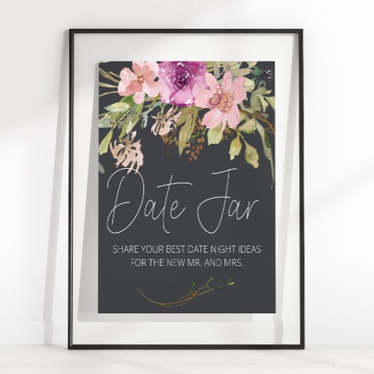 Poster Symbole de nuit rose pourpre élégant floral