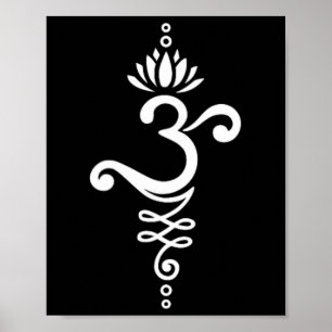Poster Symbole de Om Mantra Yoga avec fleur de lotus et U