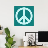 Poster Symbole de paix Aqua et sarcelle (Bureau à domicile)