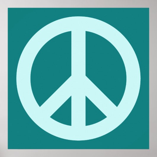 Poster Symbole de paix Aqua et sarcelle (Devant)