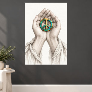 Poster Symbole de Paix Berceau dans les Mains