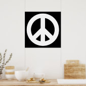 Poster Symbole de paix blanc sur noir (Cuisine)