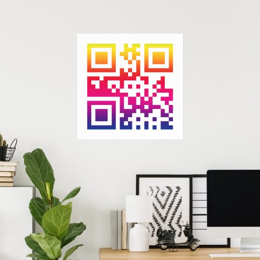 Poster Symbole ☮ de paix — Code QR (Bureau à domicile)