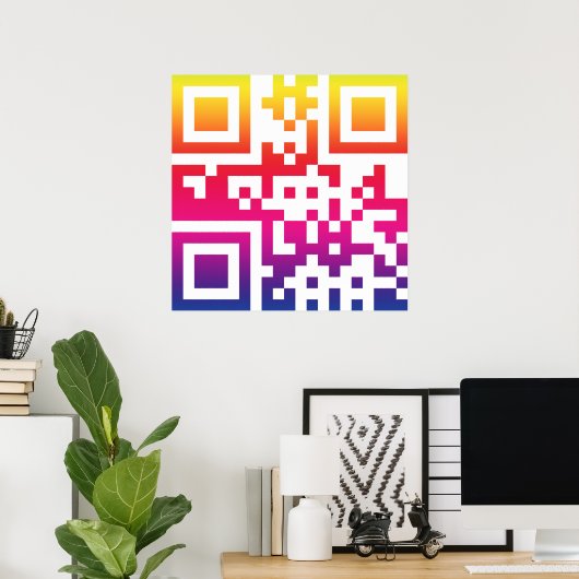 Poster Symbole ☮ de paix — Code QR (Bureau à domicile)