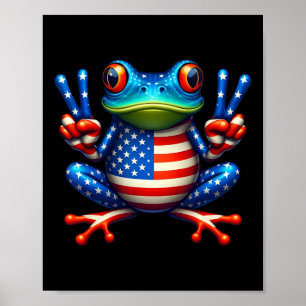 Poster Symbole de paix de grenouille 4 juillet grenouille