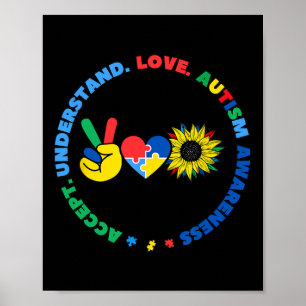Poster Symbole de paix de tournesol pour enfants Autisme