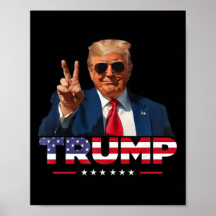 Poster SYMBOLE DE PAIX DE Trump MAIN Drapeau américain Tr