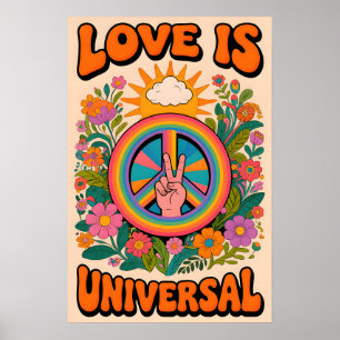 Poster Symbole de paix des années 70 Pop Art