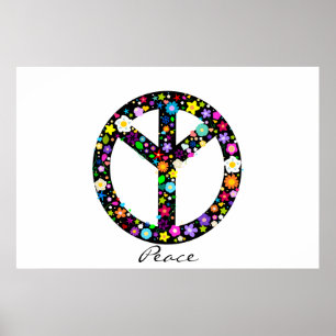 Poster Symbole de paix floral inversé