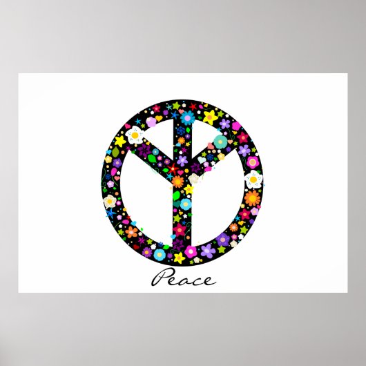 Poster Symbole de paix floral inversé (Devant)