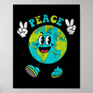Poster Symbole de Paix Mondial de la Terre Funky Jour des