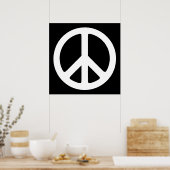 Poster Symbole de paix noir et blanc (Cuisine)