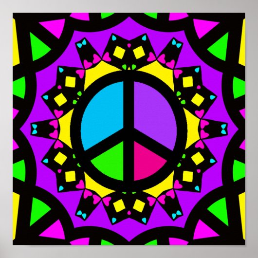 Poster Symbole de paix rétro (Devant)