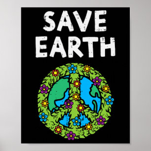 Poster Symbole de paix Save Earth - Fleurs De l'environne