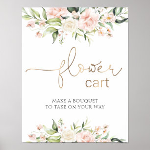 Poster Symbole de Panier à fleurs blanches et vertes