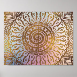 Poster Symbole de pastel doux et de choku rei or en manda