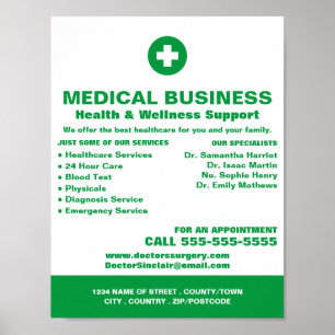 Poster Symbole de premiers soins, médecin généraliste, in