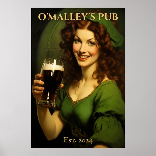 Poster Symbole de pub irlandais personnalisé | Saint Patr (Devant)