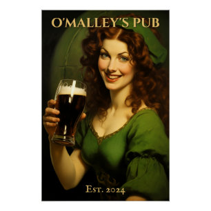 Poster Symbole de pub irlandais personnalisé Saint Patr